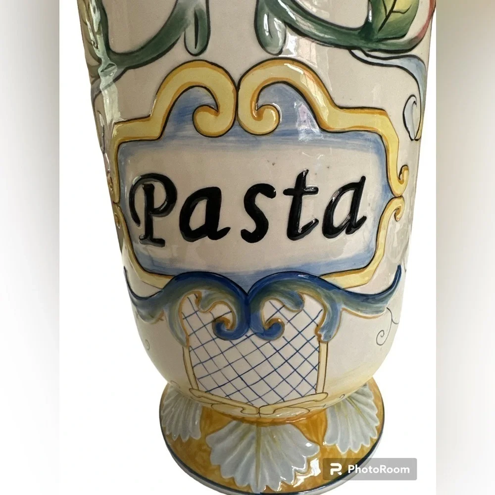 Fitz & Floyd Pasta Glazed Ceramic Classics Ricamo Pasta Jar Canister Preowned